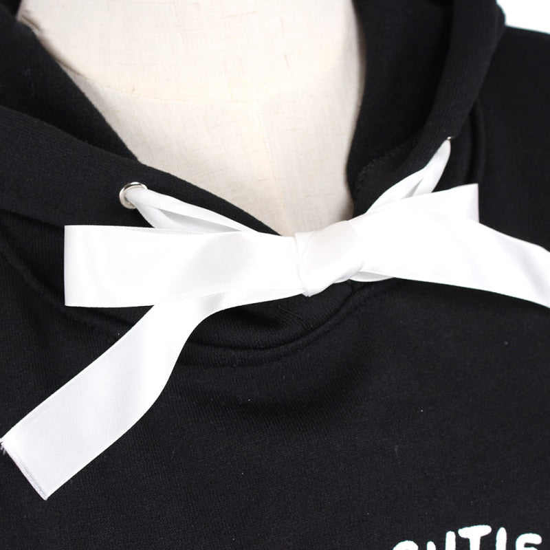 Harajuku Pentagram Print Lace Up Women Fleece Hoodie