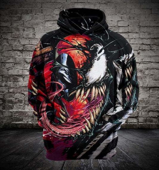 Marvel 3D Printed Unisex Venom/Deadpool Hoodies