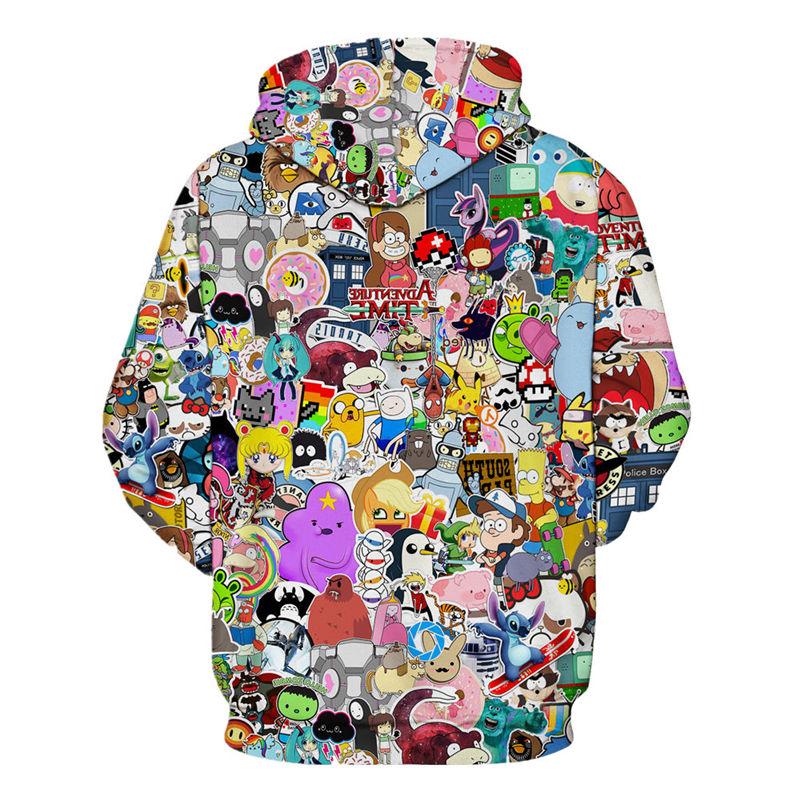 Harajuku Cartoon Kawaii 3D Collage Hoodie