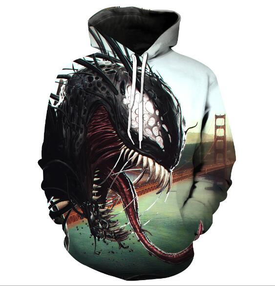 Marvel 3D Printed Unisex Venom/Deadpool Hoodies