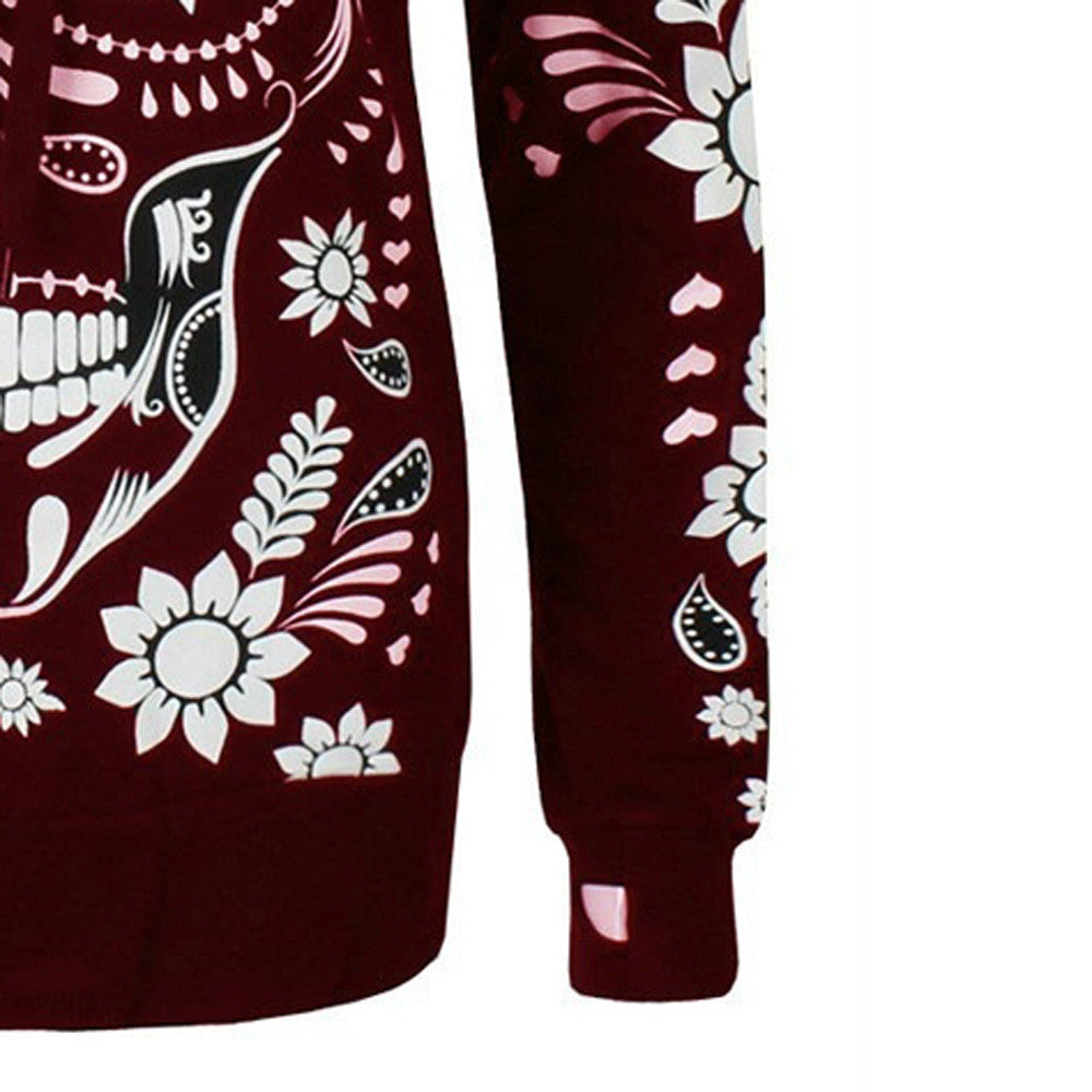 Women's Harajuku-Style Sugar Skull Hoodie