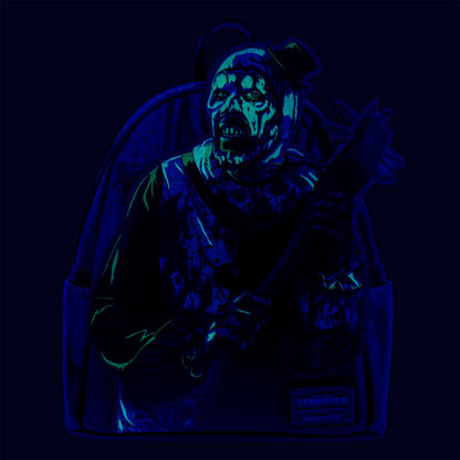 Loungefly Terrifier Art the Clown Blood Splatter Glow-in-the-Dark Mini-Backpack - Entertainment Earth Exclusive