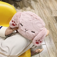 Plush durable Cute Long Ears Crossbody Bag with chain for Women