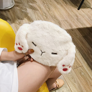 Plush durable Cute Long Ears Crossbody Bag with chain for Women