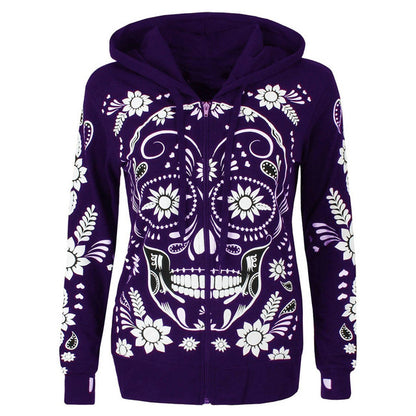 Women's Harajuku-Style Sugar Skull Hoodie