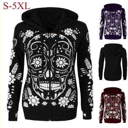 Women's Harajuku-Style Sugar Skull Hoodie